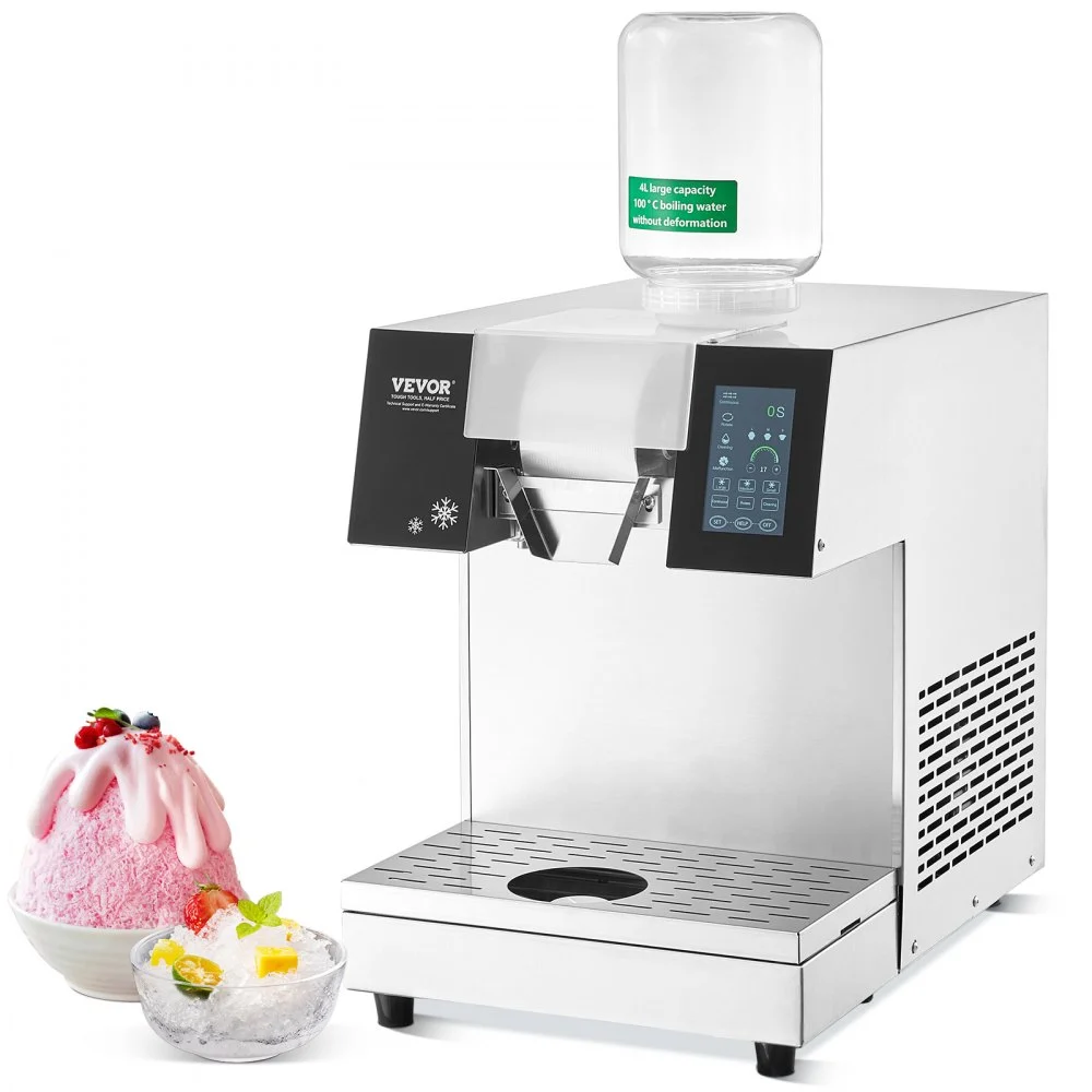 VEVOR Commercial Snowflake Ice Machine, 507LBS/24H Snowflake Ice Maker, Stainless Steel Ice Shaver Machine, Electric Snow Cone Maker, Air Cooling System for Rapid Heat Dissipation, for Bakery, Cafe