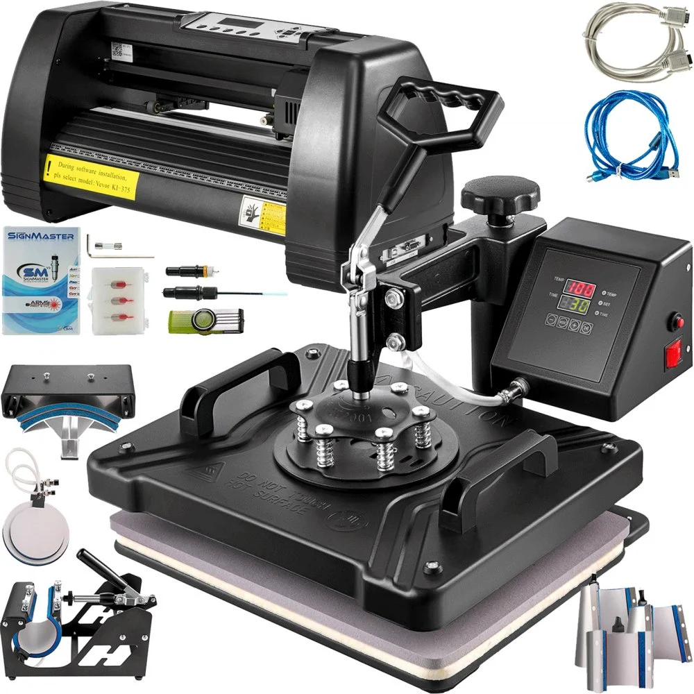8 in 1 Heat Press 12"x15" Sublimation Machine +14" Vinyl Cutter Cutting Plotter