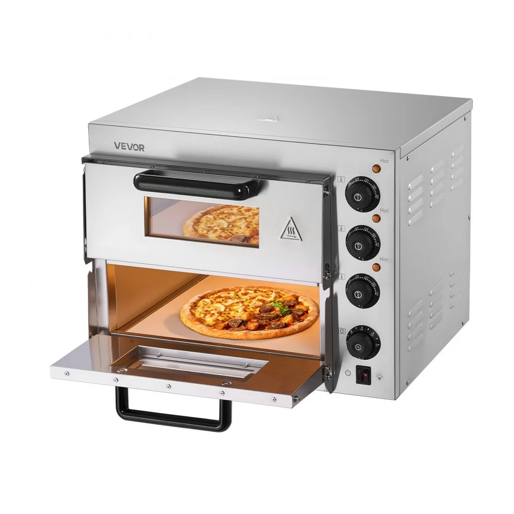 Summer Sale
VEVOR Commercial Pizza Oven Countertop, 14-Inch Double Deck Layer, Stainless Steel Electric Pizza Oven with Stone and Handle, Multipurpose Indoor Pizza Maker for Restaurant Home Pretzels Baked