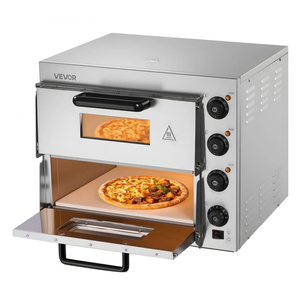 Summer Sale
VEVOR Commercial Pizza Oven Countertop, 16-Inch Double Deck Layers, Stainless Steel Electric Pizza Oven with Stone and Handle, Multipurpose Indoor Pizza Maker for Restaurant Home Pretzels Baked