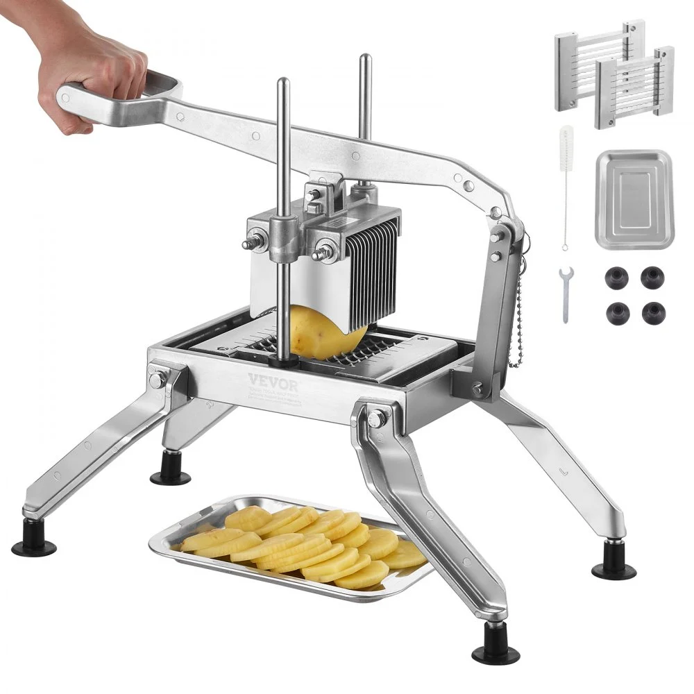 VEVOR Commercial Vegetable Slicer, 3/8" and 3/16" Tomato Slicer, Stainless Steel and Aluminum Alloy Vegetable Cutter Slicer, Manual Tomato Slicer with Non-slip Feet, for Tomatoes, Potatoes, Onions