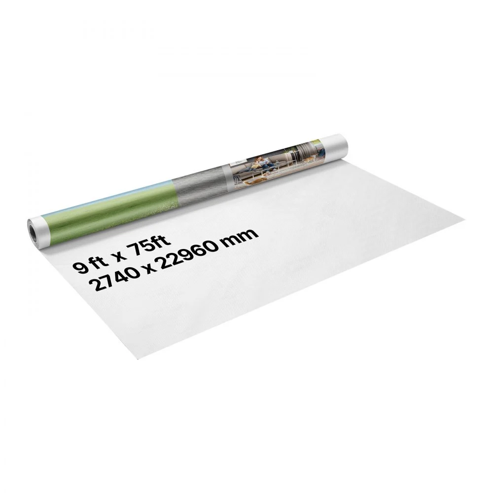 VEVOR House Wrap, 9 x 75 ft, 0.13 mm Thick Vapor Barrier, Heavy Duty Plastic Sheeting for Tear-resistant, Drop Cloth Vapor Barrier Covering for Residential & Commercial Construction, White