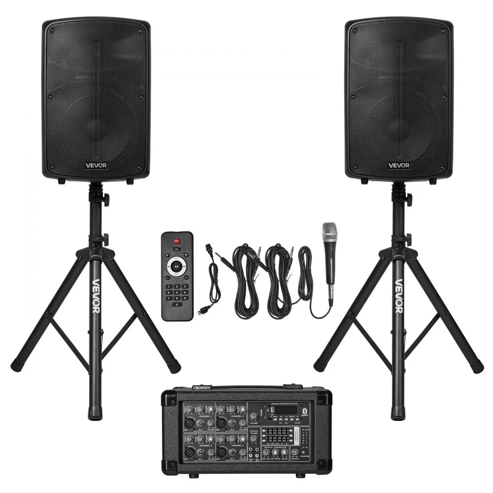 Summer Sale

        
               VEVOR Professional PA System, 800W Powered, Sound System Set with 6 Channel Mixer, Dual Speakers, Wireless Bluetooth, Microphone, Compact Stands, USB SD XLR Inputs, Remote Control, for DJs Events
