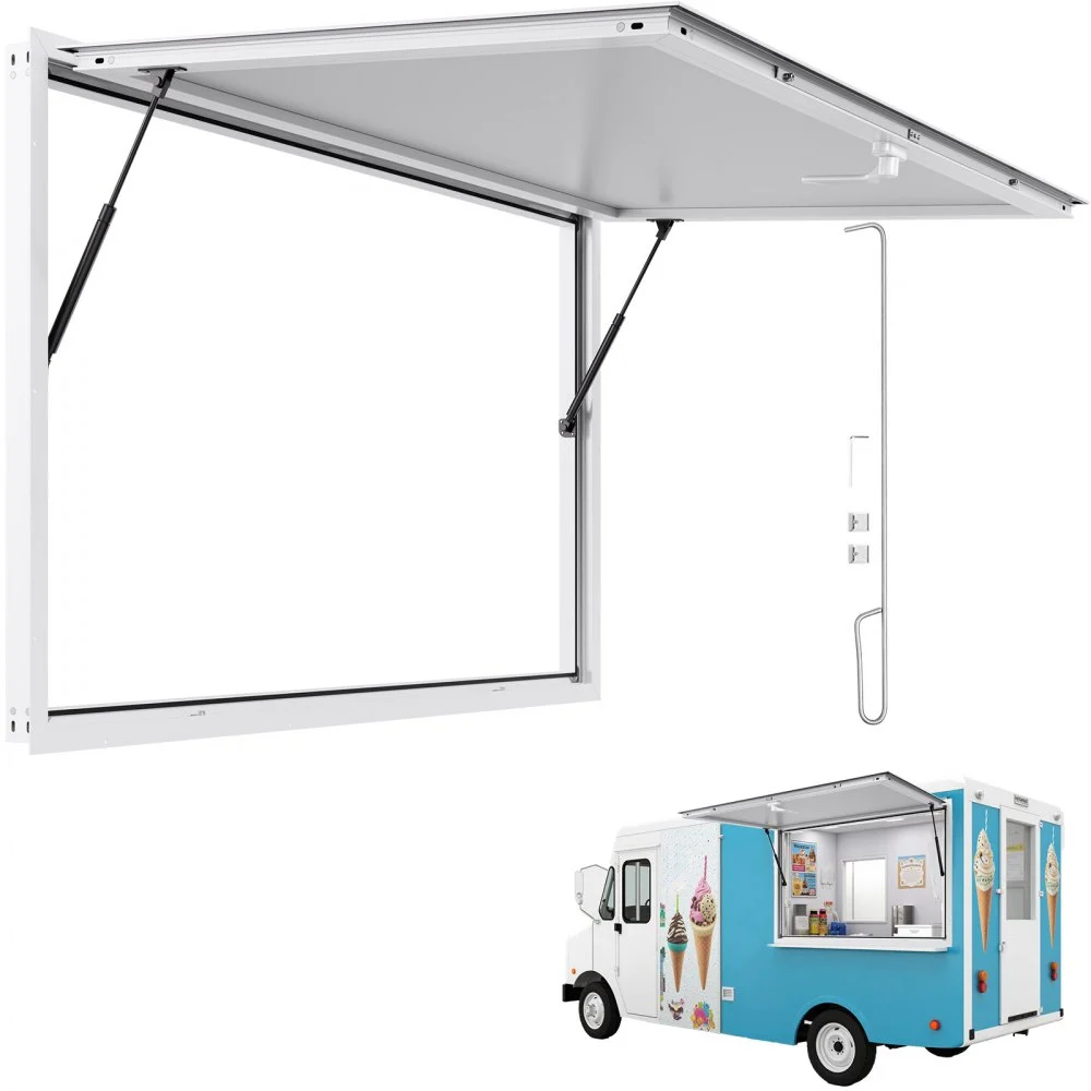 Summer Sale

        
               VEVOR Concession Window 60x36 in, Aluminum Alloy Frame Service Window for Food Truck, Up to 85 Degrees Stand Serving Window with Awning Door and Drag Hook, Rainwater Resistant for Concession Trailers