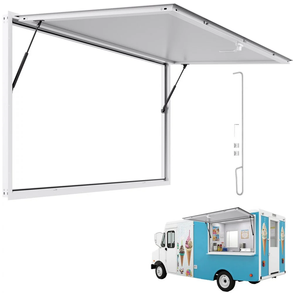 Summer Sale
VEVOR Concession Window 74x40 in, Aluminum Alloy Frame Service Window for Food Truck, Up to 85 Degrees Stand Serving Window with Awning Door and Drag Hook, Rainwater Resistant for Concession Trailers