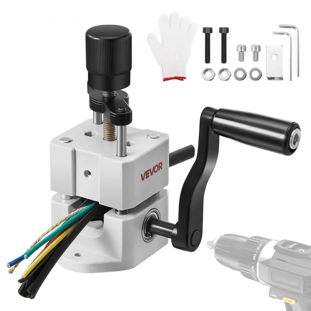 VEVOR Manual Wire Stripping Machine, 0.06-1 in, Portable Copper Stripper with Hand Crank or Drill Powered, 64Mn Quenched Blades, 45# Steel Rollers, ABS & PC Wire Peeler, for Scrap Copper Recycling
