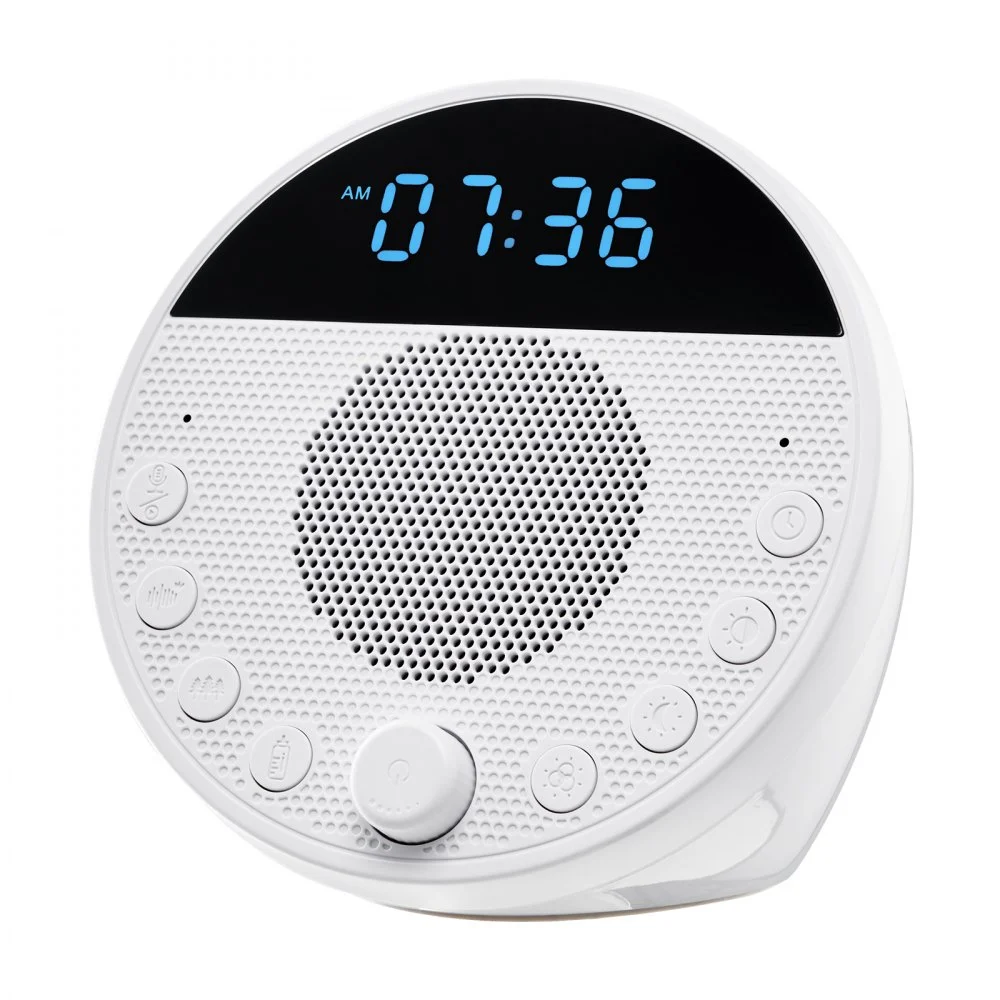 VEVOR Sound Machine, 18 Soothing Sleep Sounds, 7-Color Night Light, 6-in-1 White Noise Sound Machine with Dual Alarms, APP, Auto-Off Timer and Memory Function, for Baby, Adults, Home, Office & Travel