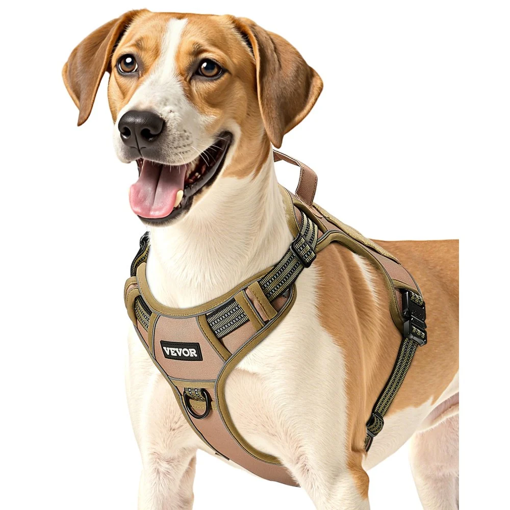 VEVOR Dog Harness for Large Dogs, No Pull Tactical Dog Harness Adjustable Pet Vest, with Handle, Metal Rings, Buckles, Reflective Stitching Nylon Oxford Fabric, for Training, Walking, and Hiking