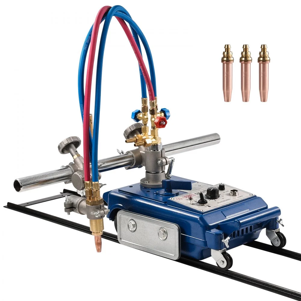 Summer Sale

        
               VEVOR Track Torch Burner, 2"-30"/Min Straight Line Gas Cutting Machine for 0.2"-4" Thick Pipe, with 12-inch Track & 3 Tips, Automatic Flame Cutting Machine, Pipe Beveler Beveling Tool, 110V CG1-30