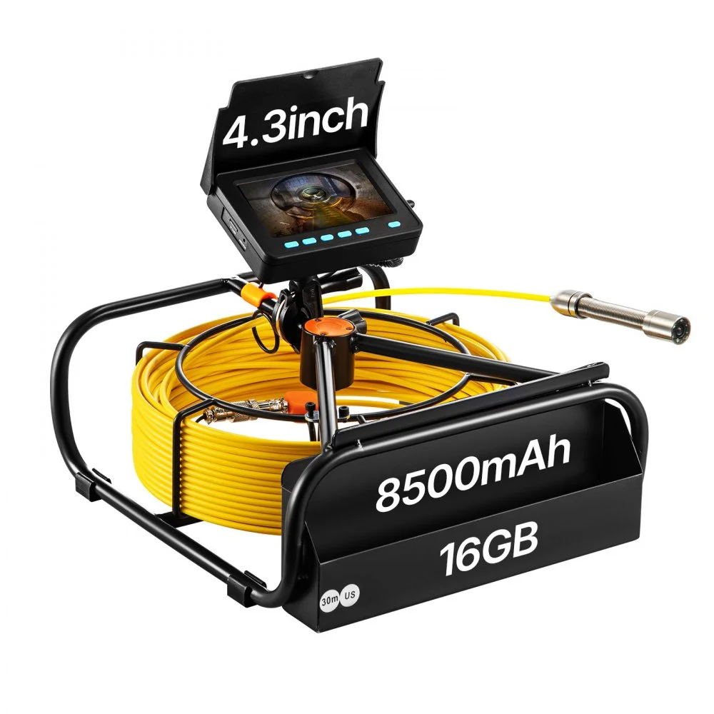 Summer Sale
VEVOR Sewer Camera 30M Cable Pipeline Inspection Camera 11cm TFT LCD Monitor Pipe Camera Screen Waterproof IP68 Duct Inspection Camera with 6PCS LEDs 8500MAH Lithium Battery, DVR Function, 30M