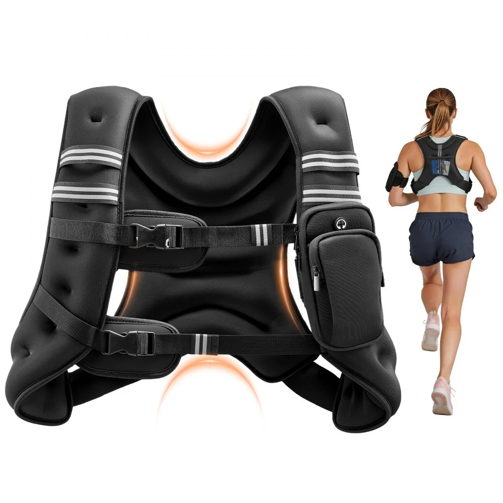 VEVOR Weighted Vest, 16 lbs Weight Vest with Reflective Stripe, Adjustable Buckle Body Weight Vest for Men Women, Workout Equipment for Strength Training, Running, Jogging, Fitness, and Weight Loss