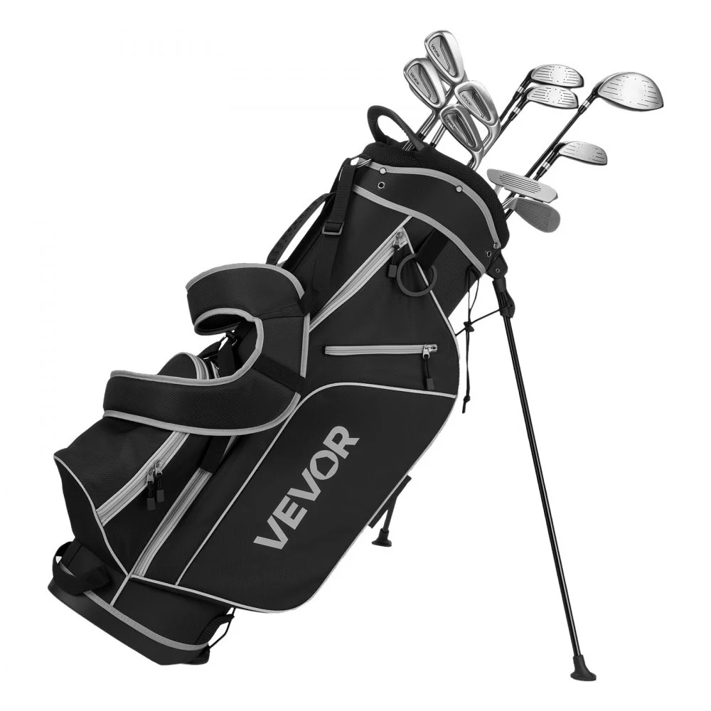 VEVOR Golf Club Set, 12 Pieces Men's Complete Golf Club Set Right Handed with 460CC #1 Driver, #3 & 5 Fairway Wood, #4 Hybrid, #5/#6/#7/#8/#9/#PW/#SW Irons, L-Shaped Putter, Golf Stand Bag, Black