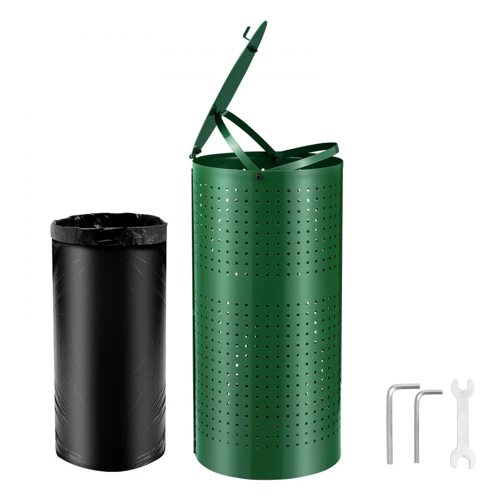 VEVOR Dog Poop Trash Can with 50 Liner Bags, 11.5 Gallons Outdoor Dog Waste Bin with Lid & Liner Clip for Pet Waste Station, Dog Waste Disposal Container for Garden Backyard Park