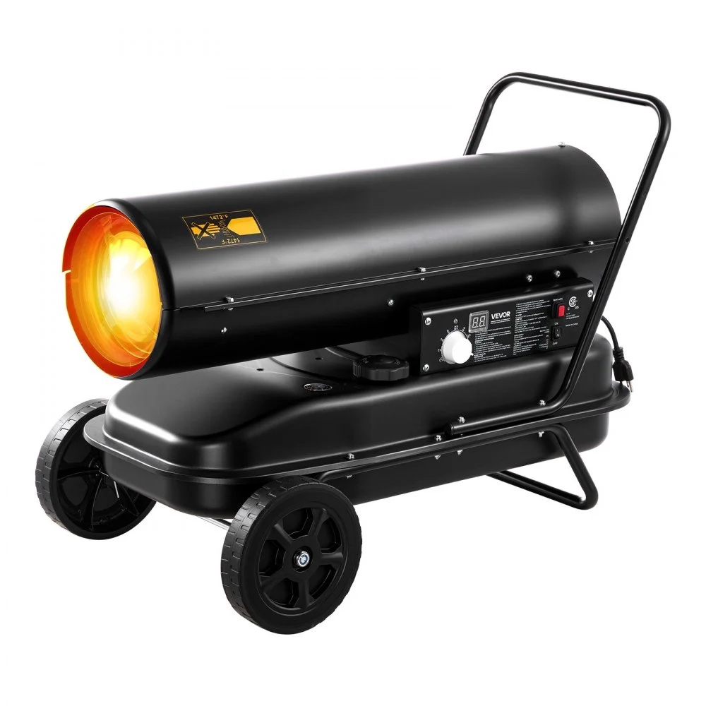 VEVOR 125000 BTU Forced Air Kerosene Diesel Heater, Portable Torpedo Space Heater with Wheels & Adjustable Temp, Blower-Type for Jobsite/Garage/Warehouse/Workshop Construction /Outdoor Heating,Black
