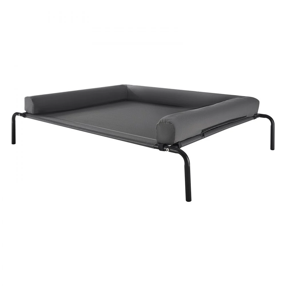 VEVOR Elevated Dog Bed for Large Dogs, Portable Raised Dog Cot with Washable Pillow, Indoor & Outdoor Pet Cooling Raised Hammock Bed with Steel Metal Frame and Breathable Teslin Mesh, XL, Gray