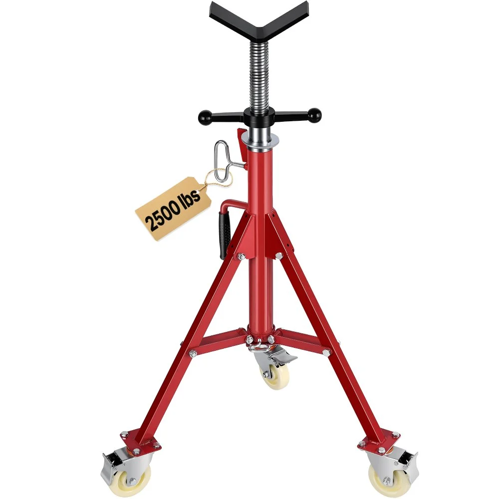 VEVOR Pipe Stand, V Head Pipe Stand Adjustable Height 28-52 Inch, 2500LBS Pipe Stands with Casters, Folding Portable Pipe Stands for 1/8 to 12 Inch Pipe Supporting