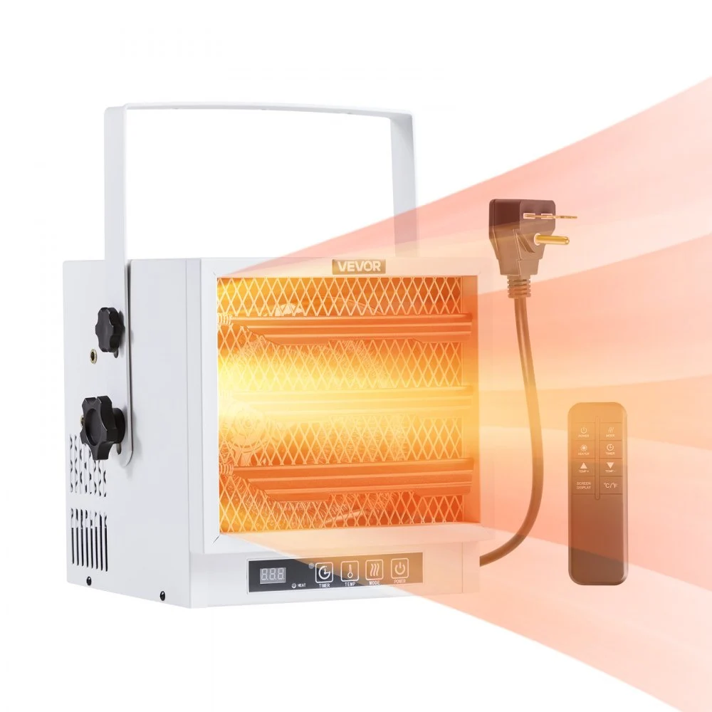 VEVOR Electric Garage Heater, 4800-Watt with Remote Control & 10 Hour Timer & Overheat Protection Wall/Ceiling Mounted Shop Heater, Commercial Fan-forced for Indoor Workshop  Warehouse,240V White