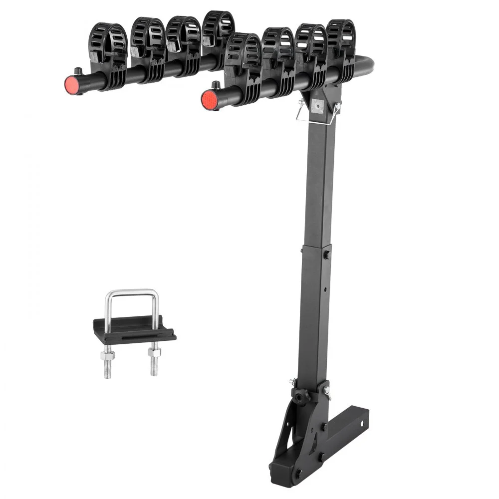 VEVOR Hitch Mount Bike Rack, 4-Bike Carrier Rack, 150 LBS Capacity Bike Rack Hitch for 2-inch Receiver, Titling and Folding Bike Carrier with No-Wobble U Bolt and Strap, for Car, SUV, Truck, RV