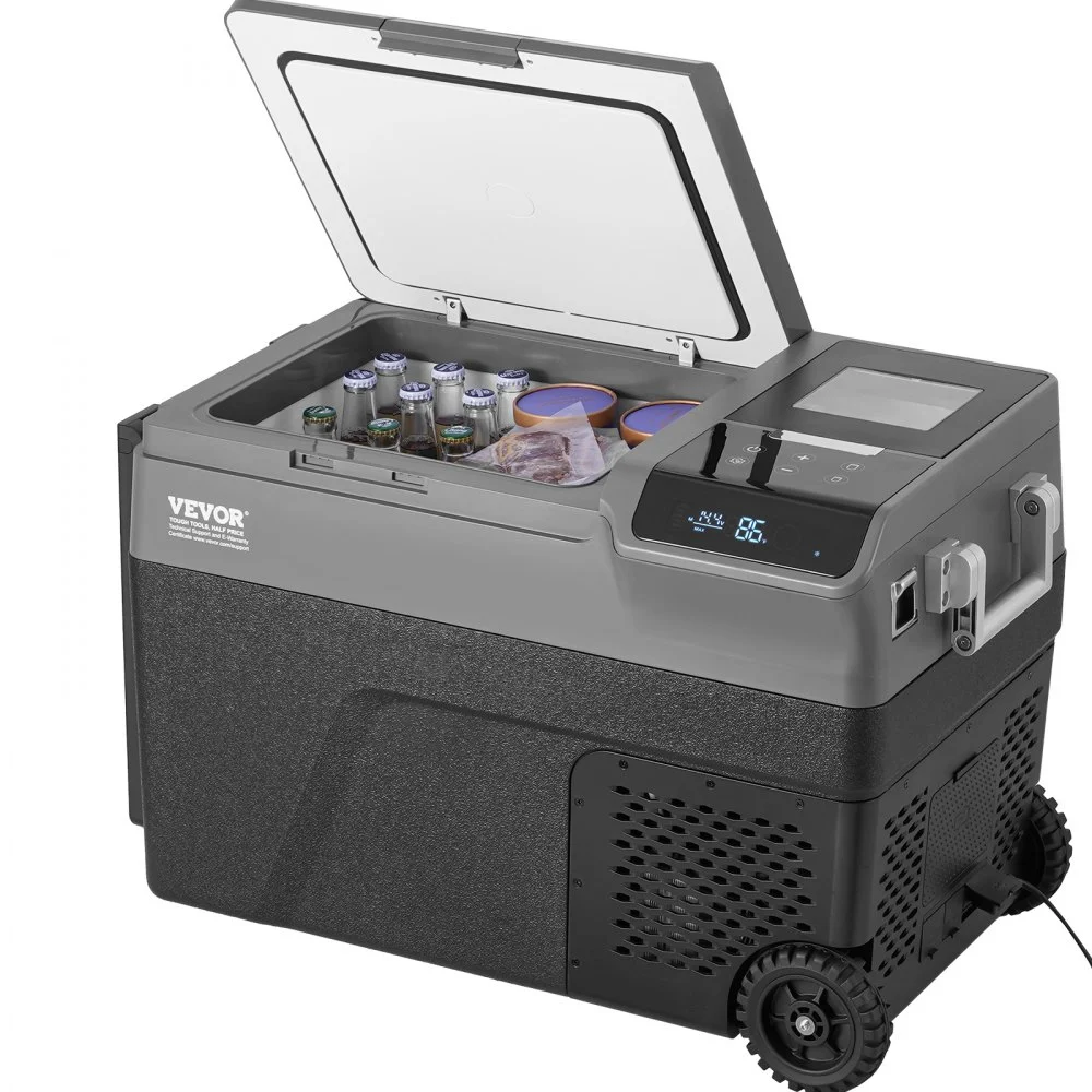 VEVOR Portable Car Refrigerator, with Ice Making Function, 12 Volt Car Refrigerator Fridge, 37 QT Single Zone Portable Freezer, -4℉-68℉ Adjustable Temperature, with Casters for Camping, Car, RV