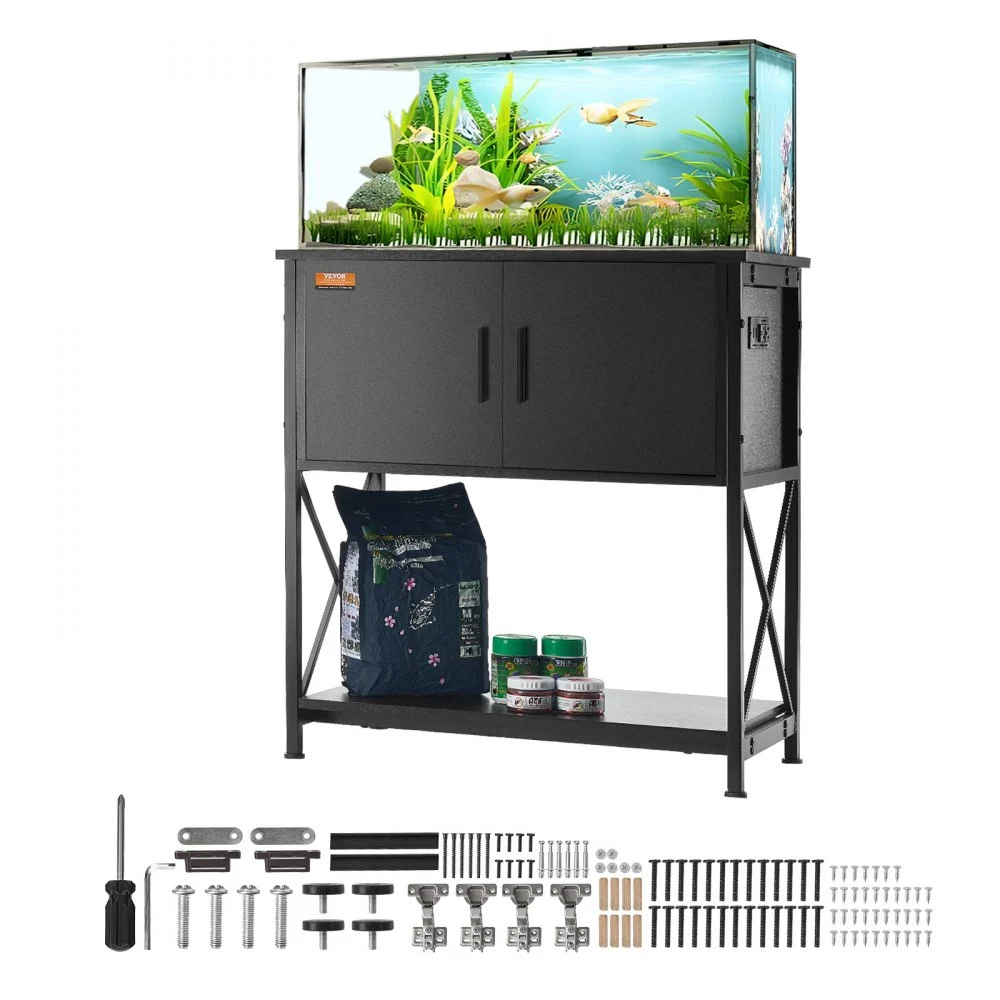Clearance
VEVOR Aquarium Stand, 29 Gallon Fish Tank Stand, 28.7 x 16.5 x 30 in Steel and MDF Turtle Tank Stand, 242.5 lbs Load Capacity, Reptile Tank Stand with Storage Cabinet and Embedded Power Panel, Black
