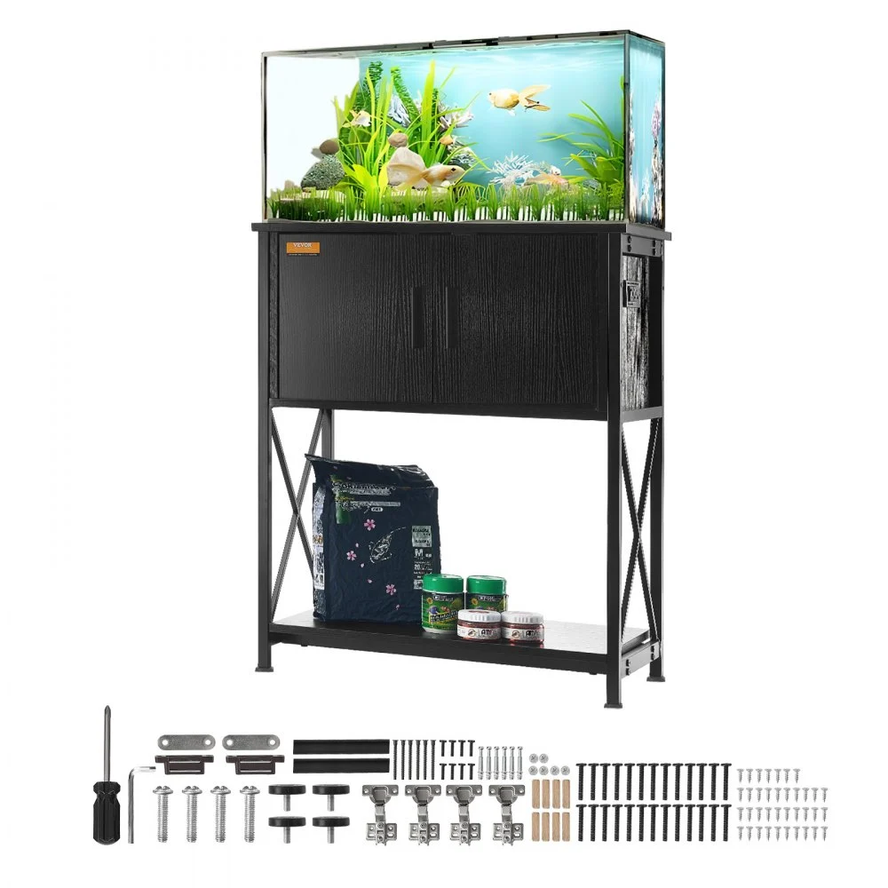 Clearance
VEVOR Aquarium Stand, 20 Gallon Fish Tank Stand, 25.6 x 16.5 x 31.9 in Steel and MDF Turtle Tank Stand, 167.6 lbs Load Capacity, Reptile Tank Stand with Storage Cabinet and Embedded Power Panel, Black