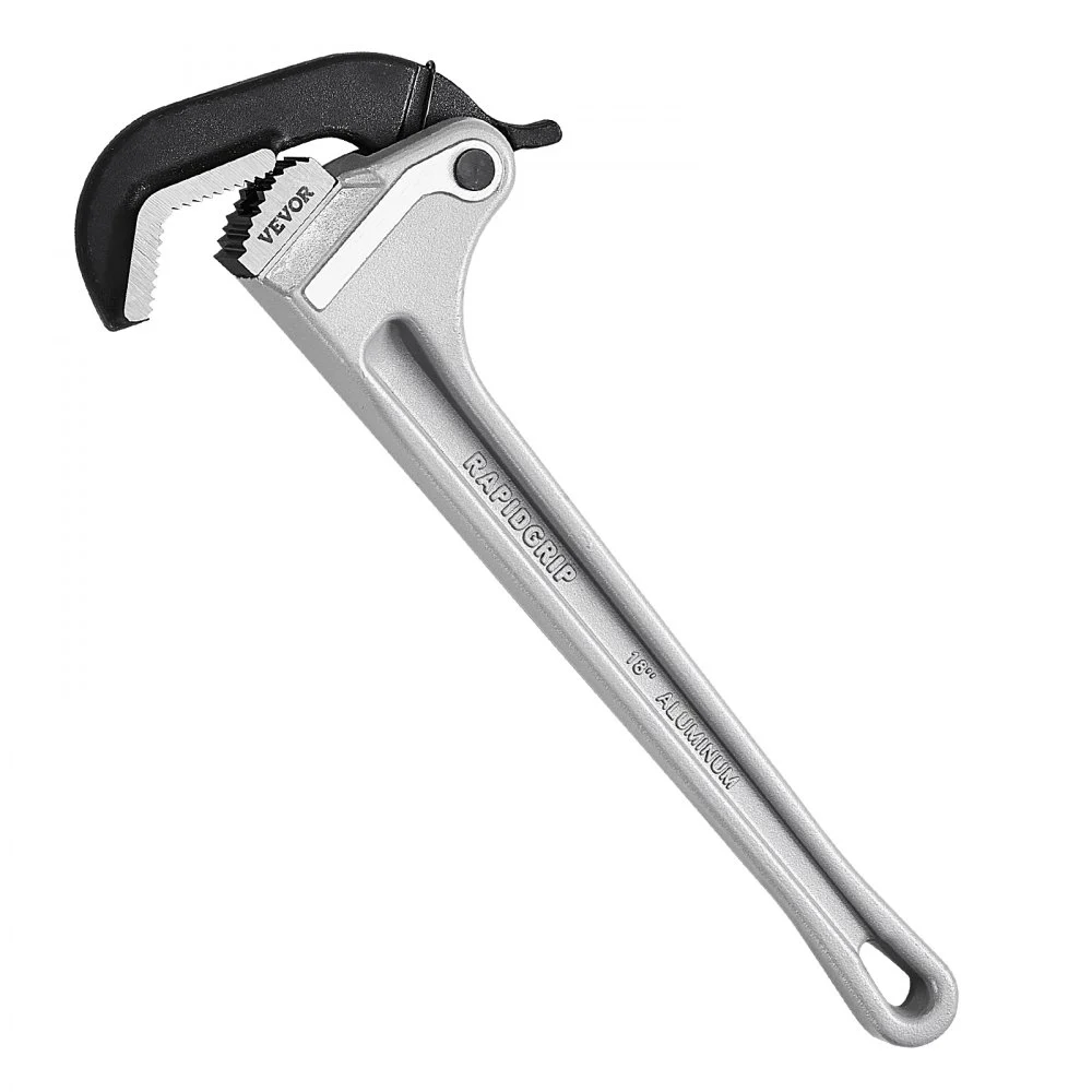 VEVOR Pipe Wrench, 18" Aluminum Straight Pipe Wrench, Automatic Jaw Adjustment, Adjustable Plumbing Wrench, Easy to Carry, Ergonomic Handle, Hangable Design, for Water Pipes, Automotive Repairs