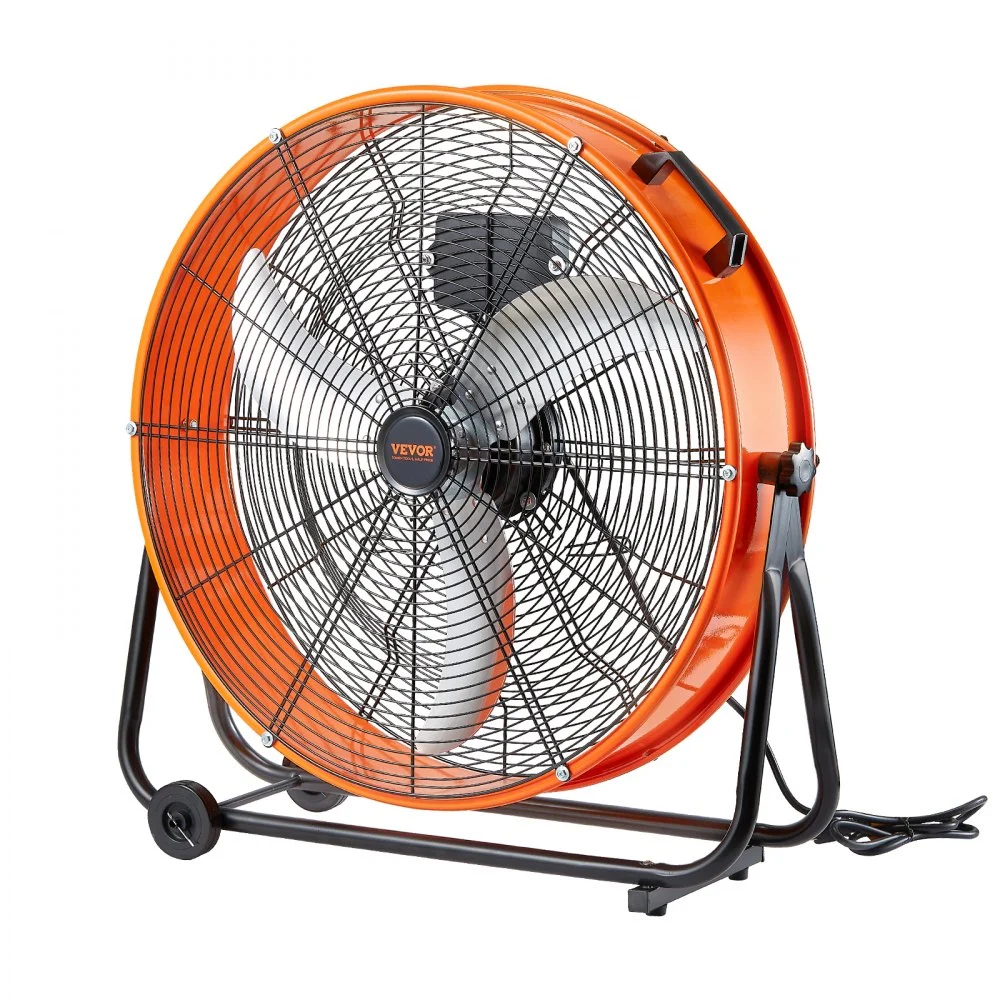 VEVOR Drum Fan, 24 Inch High Velocity Industrial Shop Fan, Heavy Duty Commercial Use Infinitely Variable Speed 7935CFM,360°Adjustable Tilting Industrial Floor Fan for Warehouse,Workshop,Factory