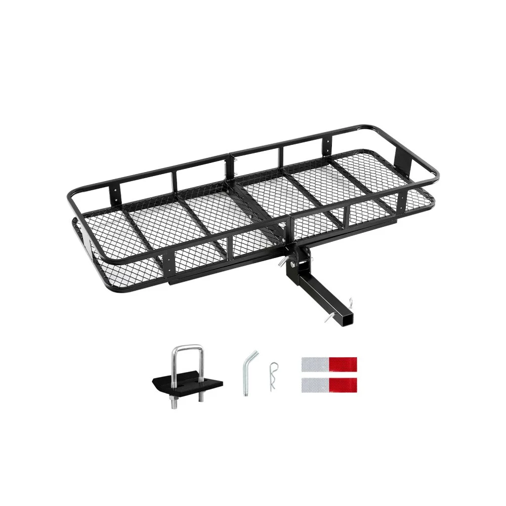 VEVOR 60" x 24" x 6", Hitch Cargo Carrier, 500 lbs Capacity Hitch Cargo Carrier with Nighttime Reflective Reminder, Folding Hitch Mount Cargo Carrier with Hitch Stabilizer, Fit for SUVs