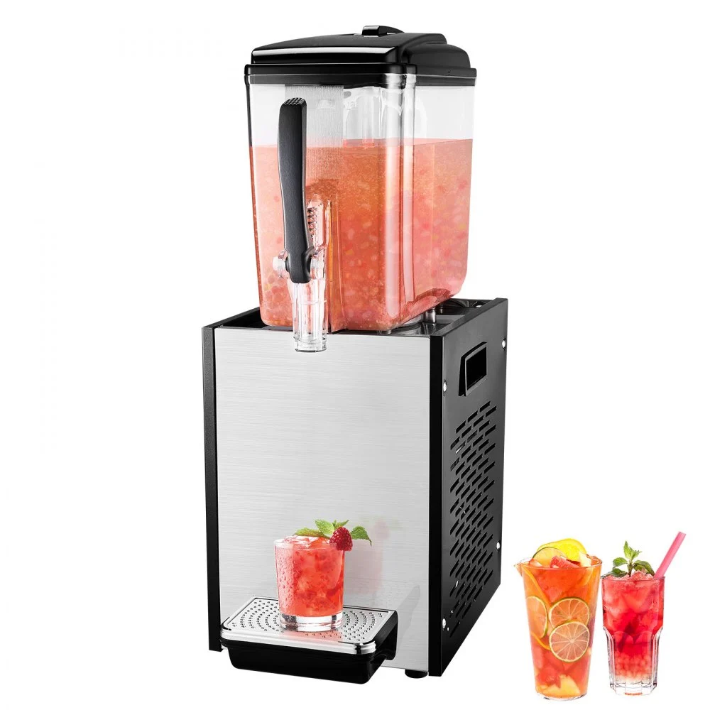VEVOR Commercial Beverage Dispenser, 12 L / 12.7 QT Juice Dispenser, 170W 304 Stainless Steel Food Grade Ice Tea Drink Machine with 45°F-54°F Cooling Temperature, for Cold Drink Restaurant Bar Party