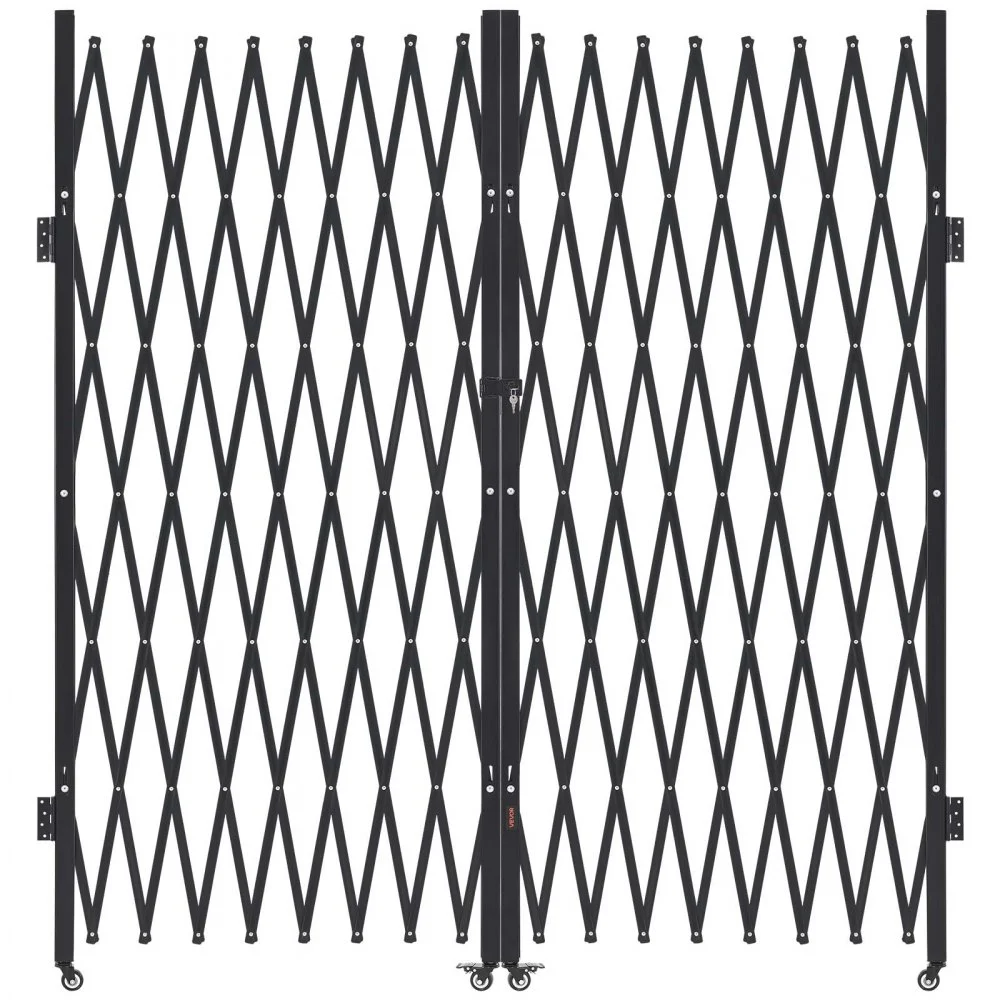 Summer Sale

        
               VEVOR Double Folding Security Gate, Lockable Scissor Gate with 360° Swivel Casters, Outdoor Barricade Steel Retractable Gates, for Entry Security, Garage, Warehouse & Pool, 155.12 x 86.81 in (W x H)