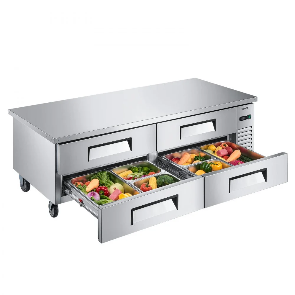 Summer Sale

        
               VEVOR Chef Base Refrigerator, 72" W Commercial Chef Bases Worktop Refrigerators, 4-Drawer Under Counter Fridge with 12 Pans Stainless Steel, Heavy-Duty Refrigerated Base, Invisible Door Handle