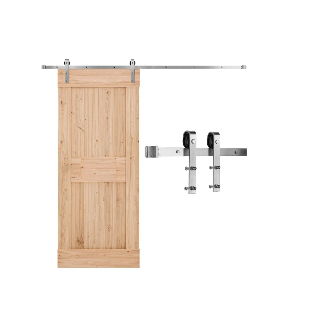 VEVOR 8FT Sliding Barn Door Hardware Kit, 330 LBS Weight Capacity, Compatible with 42 to 48 Inches Width & 1-3/8 to 1-3/4 Inches Thickness Single Sliding Barn Door, Durable Track & J-shape Roller