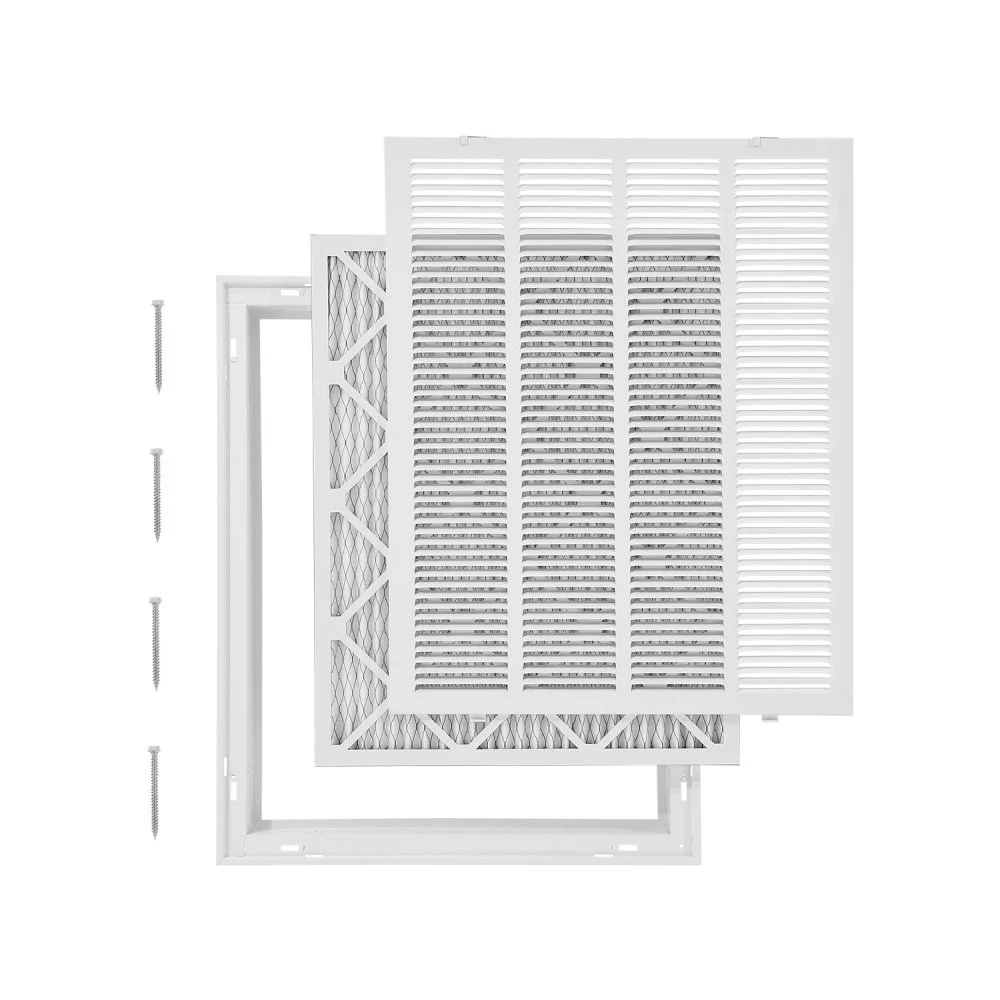 VEVOR Return Air Filter Grille, Fits W20 x H25in Duct Opening Size, Filter Included, Return Air Vent Cover for Wall, Powder-Coated Steel Return Air Grill Detachable Face/Door for 1 inch Filters