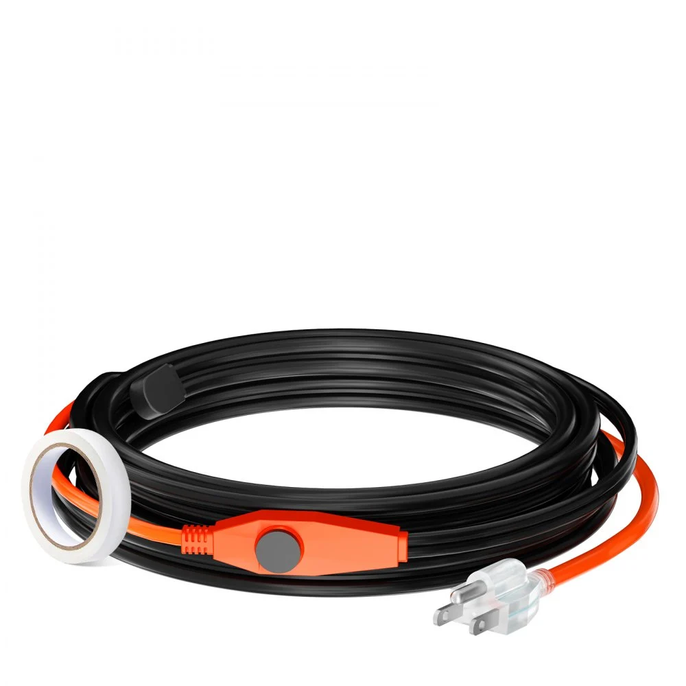 VEVOR Pipe Heating Cable, 18FT 7W/FT Heat Tape for Pipes with Built-in Thermostat, Water Pipe Heat Cable Protects PVC Hose, Metal and Plastic Pipe from Freezing