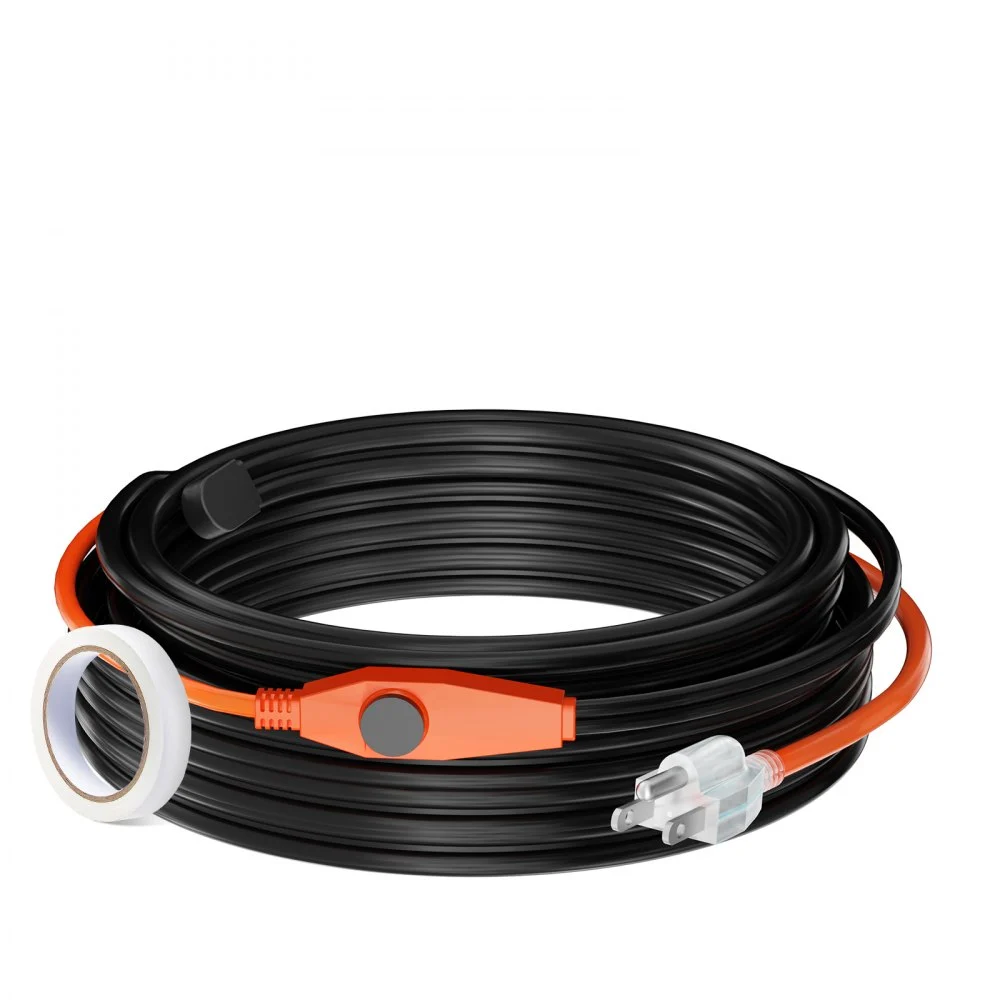 VEVOR Pipe Heating Cable, 80FT 7W/FT Heat Tape for Pipes with Built-in Thermostat, Water Pipe Heat Cable Protects PVC Hose, Metal and Plastic Pipe from Freezing