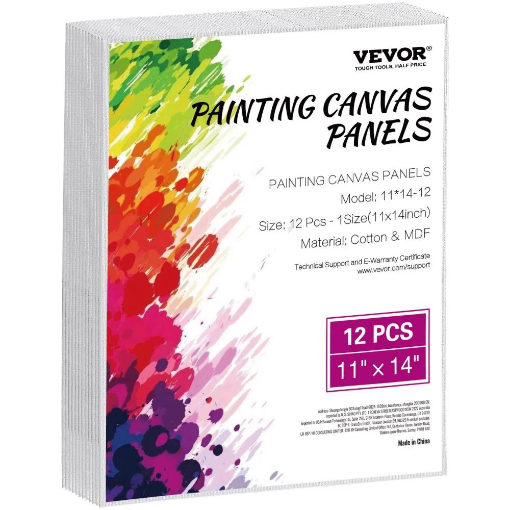 VEVOR Canvas Boards for Painting, 11 x 14 Inch White Canvases for Painting, 12 Pack Painting Canvas Panels for Sketching, Acrylic and Oil Painting, Watercolor, Paint Canvas for Kids and Professionals