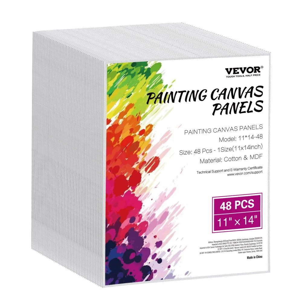 VEVOR Canvas Boards for Painting, 11 x 14 Inch White Canvases for Painting, 48 Pack Painting Canvas Panels for Sketching, Acrylic and Oil Painting, Watercolor, Paint Canvas for Kids and Professionals