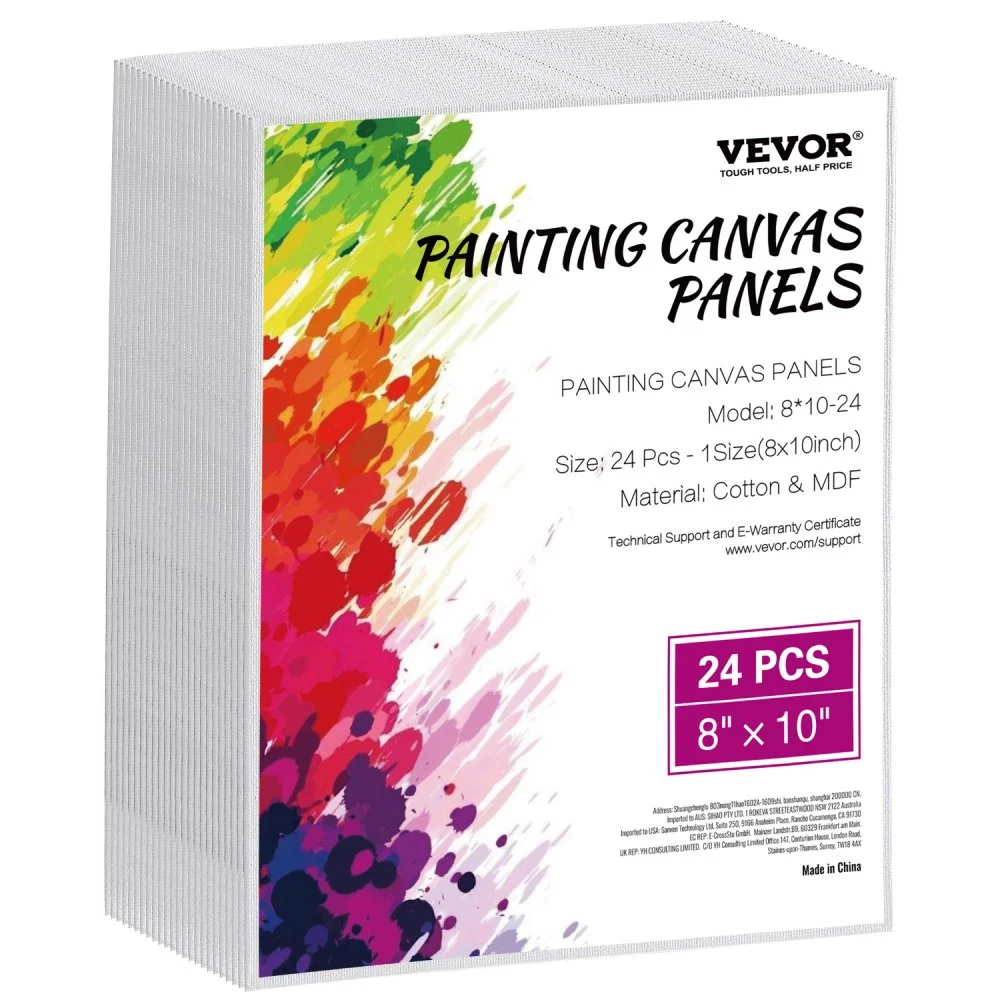 VEVOR Canvas Boards for Painting, 8 x 10 Inch White Canvases for Painting, 24 Pack Painting Canvas Panels for Sketching, Acrylic and Oil Painting, Watercolor, Paint Canvas for Kids and Professionals