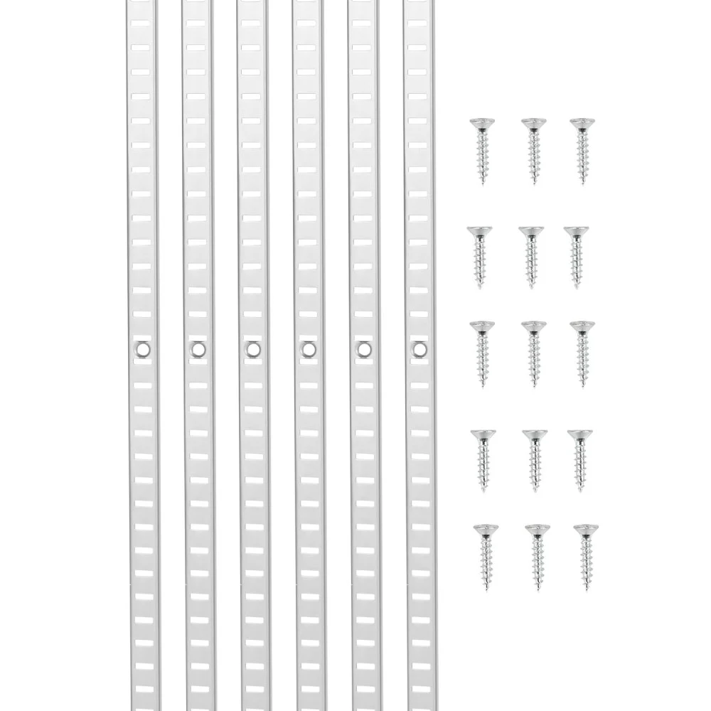VEVOR Shelf Pilaster, 72.7-inch 20 Pack, Adjustable Shelf Brackets Steel Mortise Mount Pilaster Strip Standards with 140 Screws, Suitable for Wall Shelving System Cabinet Closet Organization