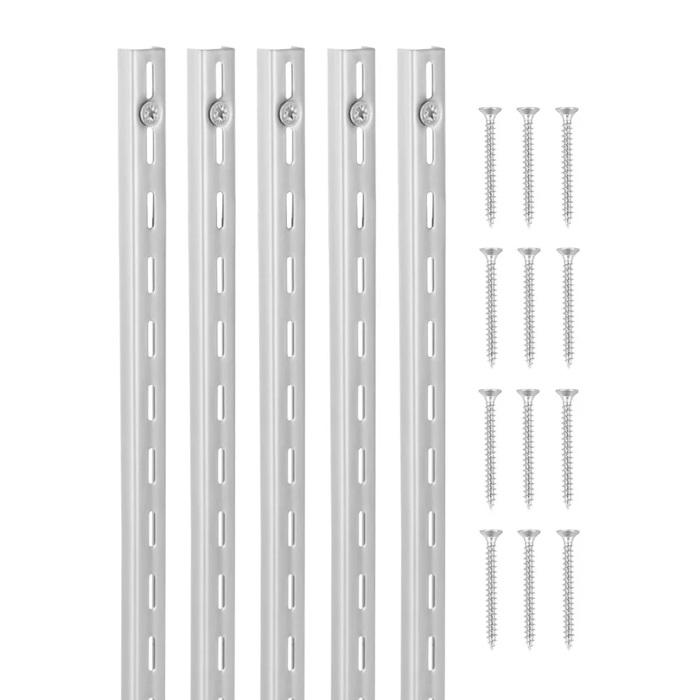 VEVOR Shelf Pilaster, 39-inch 10 Pack, Upright Wall Shelving System, Heavy Duty Support System Single Slot Shelf Rails, 40 Screws Included, Suitable for Cabinet Closet Organization Storage, Silver