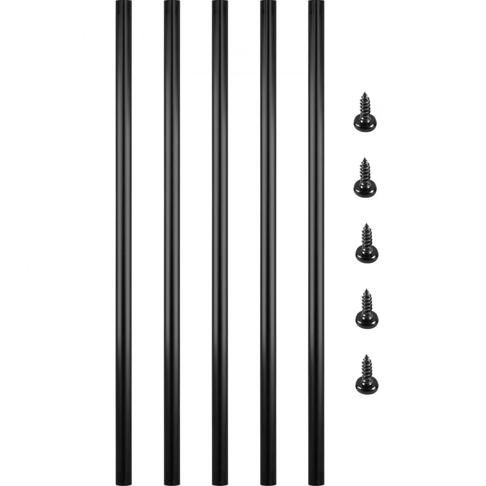 VEVOR Deck Balusters, 51 Pack Metal Deck Spindles, 26"x0.75" Staircase Baluster with Screws, Aluminum Alloy Deck Railing for Wood and Composite Deck, Circle Baluster for Outdoor Stair Deck Porch