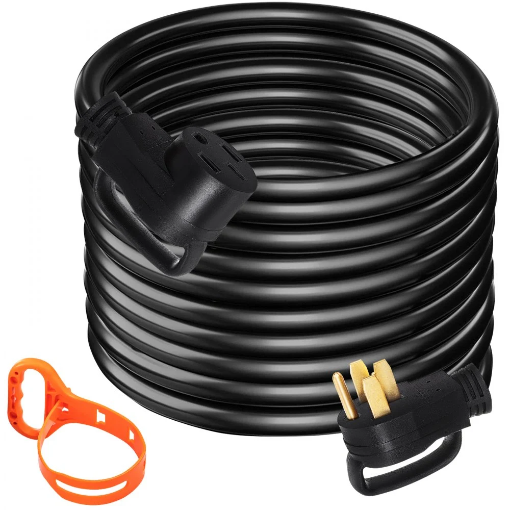 VEVOR Heavy Duty 15 ft 50 Amp RV Extension Cord Power Supply Cable w/Molded Connector&Handles 125V/250V