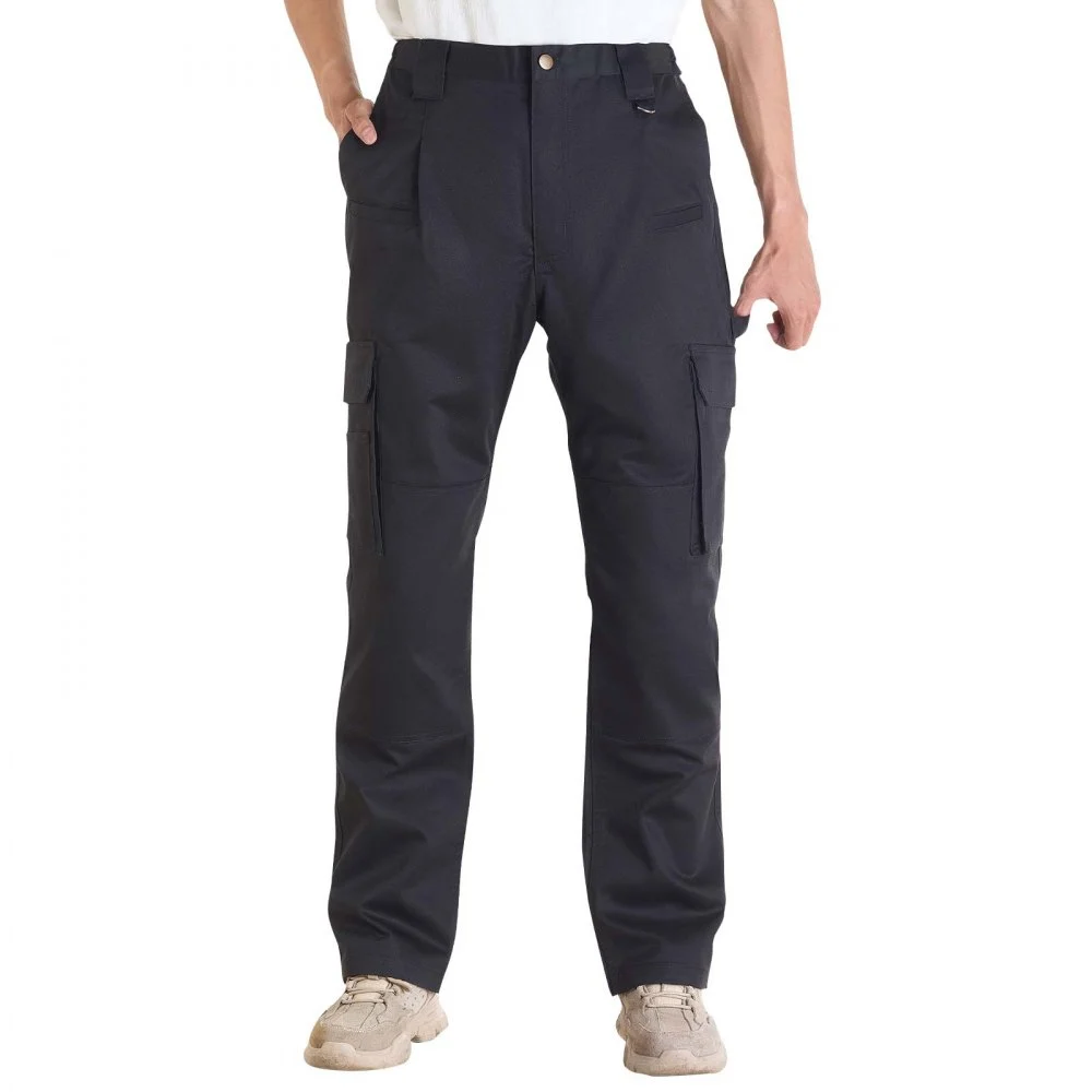 VEVOR FR Pants for Men, 9 oz 100% Cotton, Flame-Resistant Cargo Pants with Multi-Pockets and Elastic Waist, Reinforced Tear-proof Stitching, Ideal for Welding Work and Casual Wear, XL Size, Black