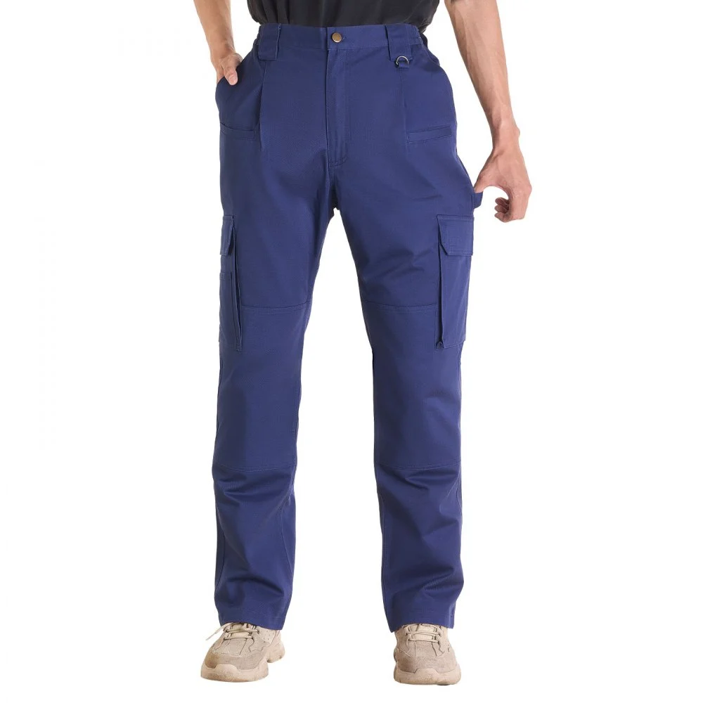 VEVOR FR Pants for Men, 9 oz 100% Cotton, Flame-Resistant Cargo Pants with Multi-Pockets and Elastic Waist, Reinforced Tear-proof Stitching, Ideal for Welding Work and Casual Wear, XXL Size, Dark Blue