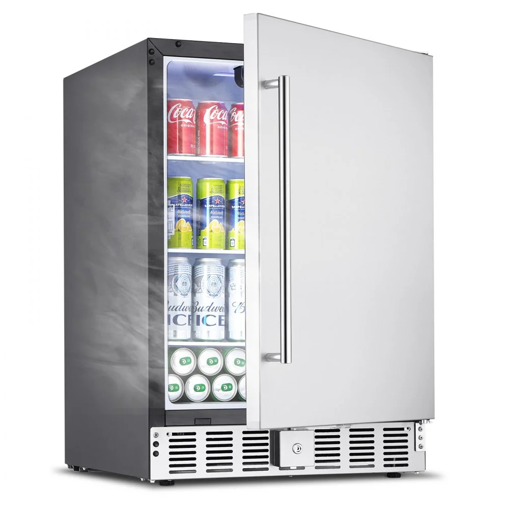 VEVOR 24 inch Indoor/Outdoor Beverage Refrigerator, 185QT Undercounter or Freestanding Beverage Fridge, 175 Cans Built-in Beer Fridge with Metal Plate Body for Residential Home Bar Commercial Use