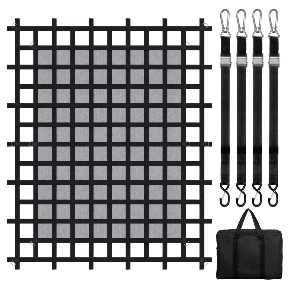 VEVOR Cargo Net, 96 in x 81 in, Heavy Duty Truck Cargo Net for Truck Bed, 4 Adjustable Straps with Carabiners & S-Hooks, Wear-resistant & Weather-proof, Suitable for Pickup, Truck, Jeep, SUV, Boat