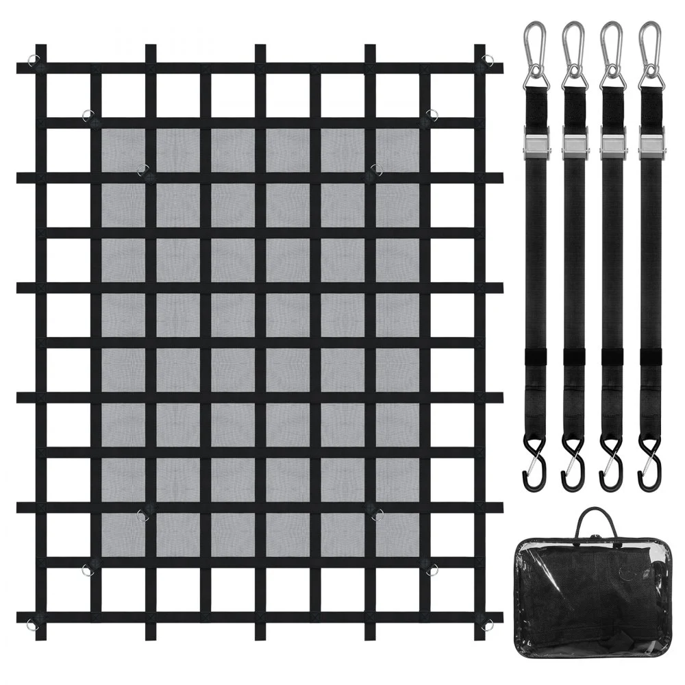 VEVOR Cargo Net, 72 in x 57 in, Heavy Duty Truck Cargo Net for Truck Bed, 4 Adjustable Straps with Carabiners & S-Hooks, Wear-resistant & Weather-proof, Suitable for Pickup, Truck, Jeep, SUV, Boat