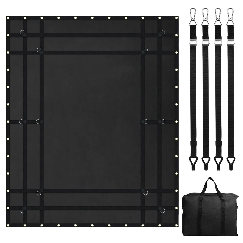 VEVOR Cargo Net, 96 in x 81 in, Heavy Duty Truck Cargo Net for Truck Bed, 4 Adjustable Straps with Carabiners and Rubber Coated Hooks, Durable, Suitable for Pickup, Jeep, Truck, SUV, Boat (Black)
