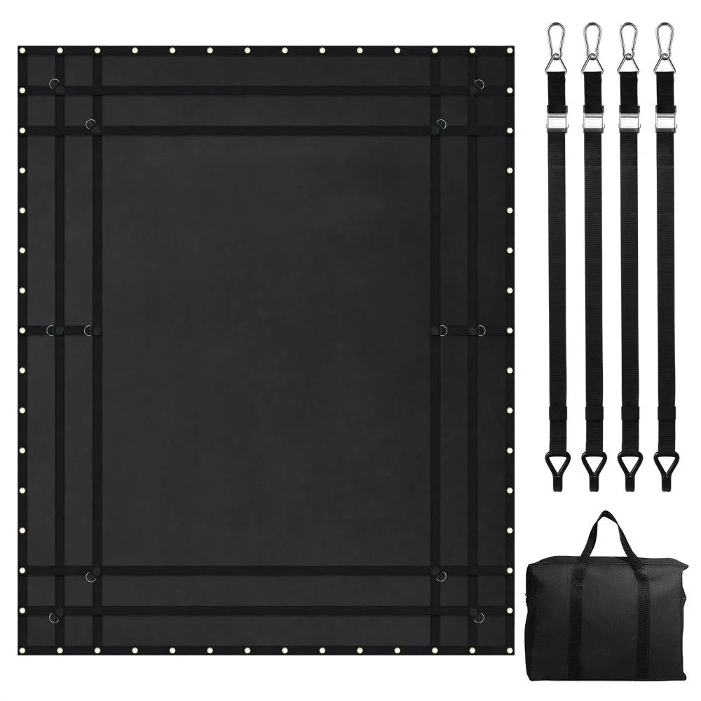VEVOR Cargo Net, 120 in x 105 in, Heavy Duty Truck Cargo Net for Truck Bed, 4 Adjustable Straps with Carabiners and Rubber Coated Hooks, Durable, Suitable for Pickup, Jeep, Truck, SUV, Boat (Black)