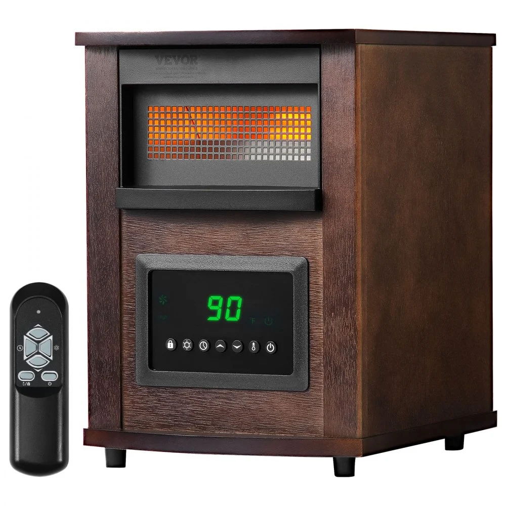 VEVOR Infrared Heater, 1500W Electric Space Heater with Remote Control, LED Screen & 24H Timer, Multiple Temperature Adjustable for Patio Bedroom,Living Room,Studio,Dining Room